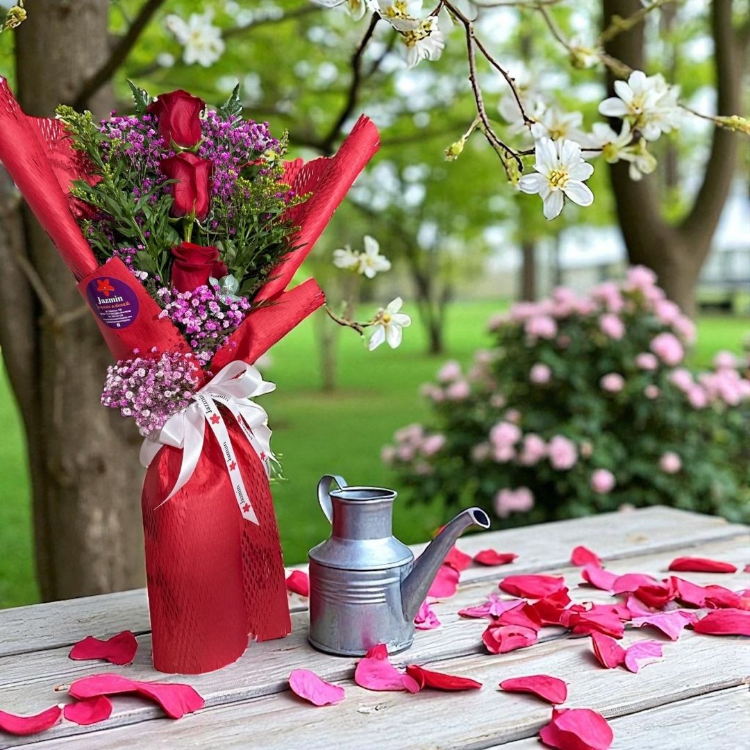 Ramo “Pasión Roja” – Rosas naturales con paniculata